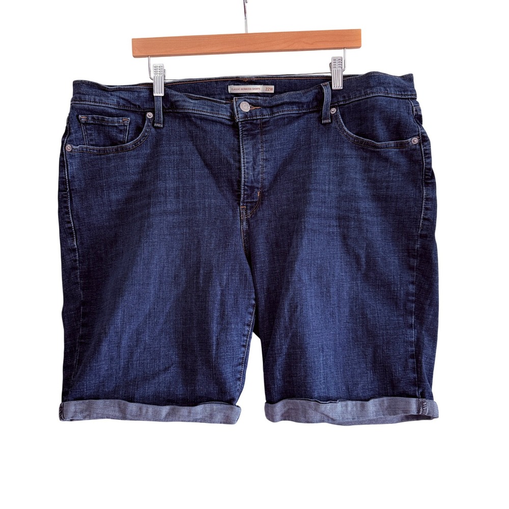 Levis Classic Bermuda Shorts Dark Wash Denim Blue Plus Size 22W 23646-0046